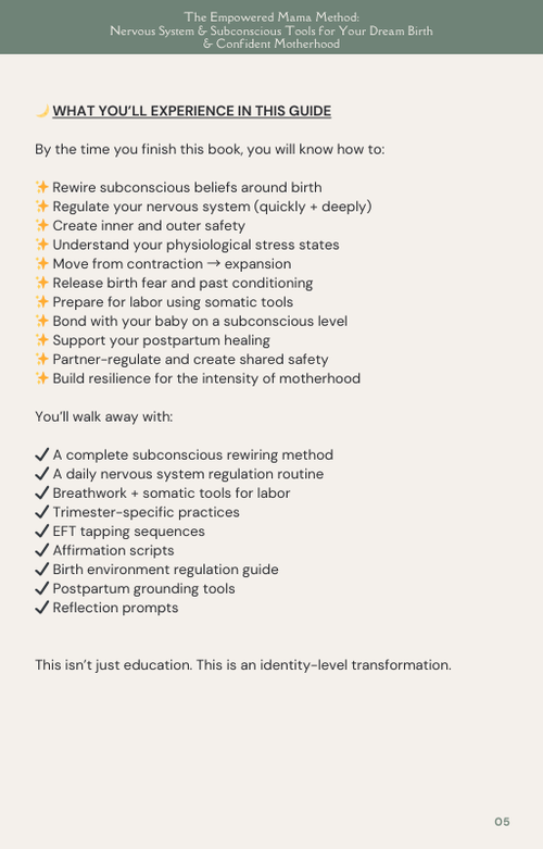 The Empowered Mama Method: Nervous System & Subconscious Tools for Your Dream Birth & Confident Motherhood